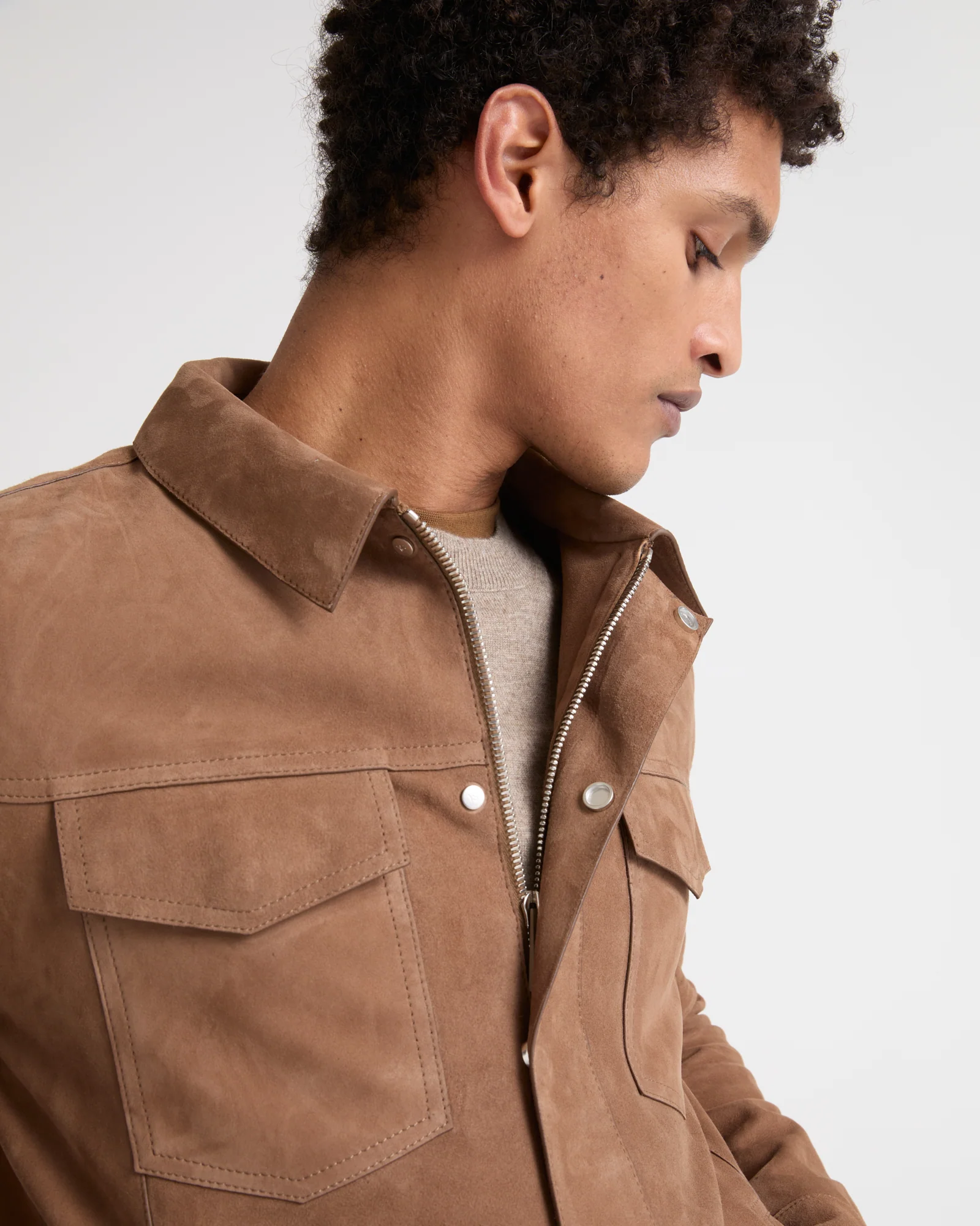 Veste en cuir velours double face envers nappa - Image 3