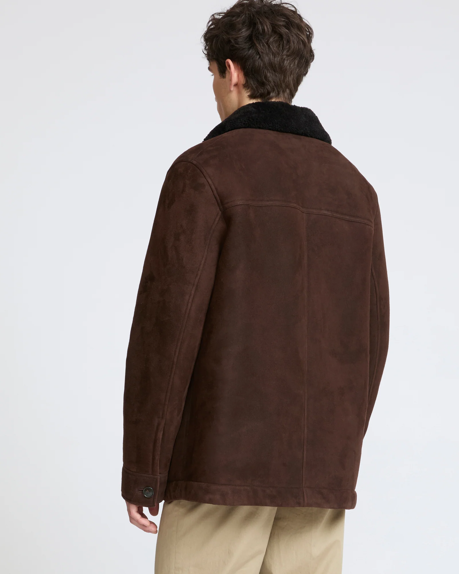 Veste en peau lainée d'agneau suède laine bouclée - Image 5