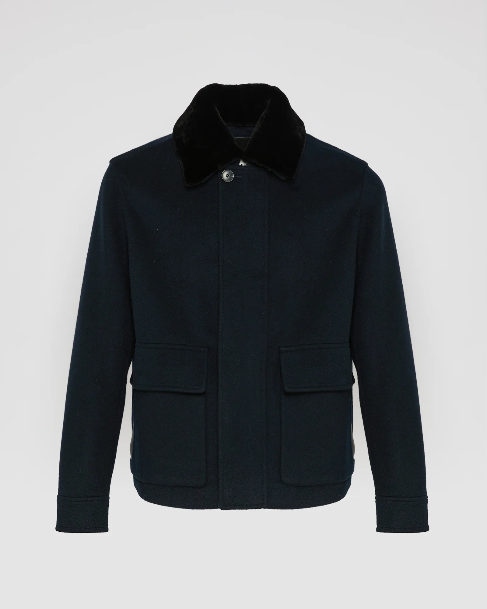 Veste en tissu double face laine et cachemire avec col amovible en fourrure de vison - Image 5