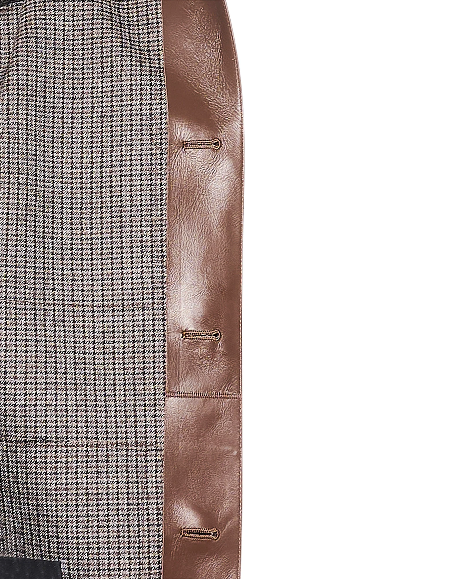 Veste style surchemise en cuir d'agneau doublé flanelle motif pied-de-poule - Image 9